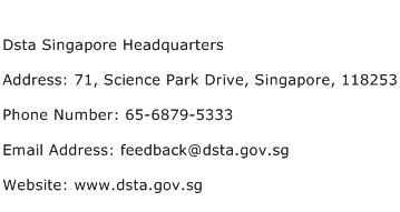 Dsta Singapore Headquarters Address Contact Number