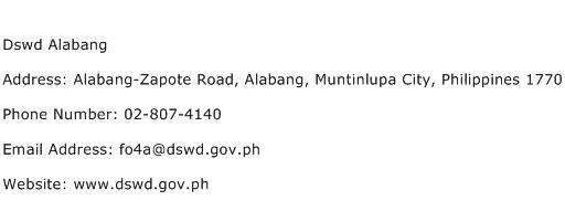 Dswd Alabang Address Contact Number