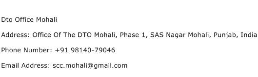Dto Office Mohali Address Contact Number