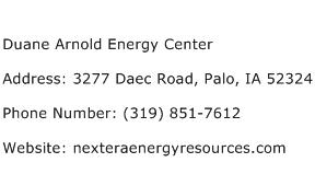 Duane Arnold Energy Center Address Contact Number
