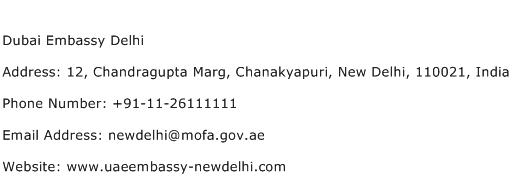 Dubai Embassy Delhi Address Contact Number