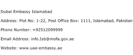 Dubai Embassy Islamabad Address Contact Number