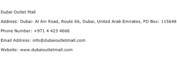 Dubai Outlet Mall Address Contact Number