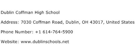 Dublin Coffman High School Address Contact Number