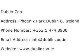 Dublin Zoo Address Contact Number