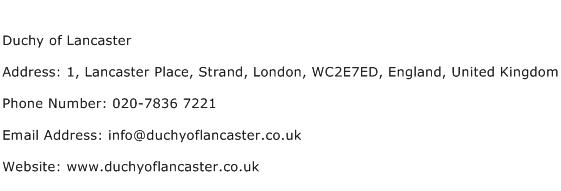 Duchy of Lancaster Address Contact Number