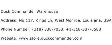 Duck Commander Warehouse Address Contact Number