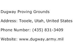 Dugway Proving Grounds Address Contact Number