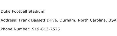 Duke Football Stadium Address Contact Number