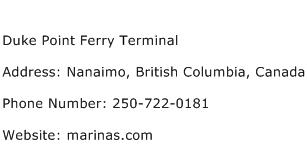 Duke Point Ferry Terminal Address Contact Number