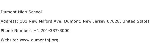 Dumont High School Address Contact Number