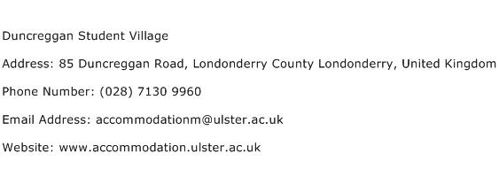 Duncreggan Student Village Address Contact Number