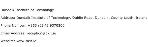 Dundalk Institute of Technology Address Contact Number