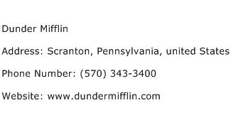 Dunder Mifflin Address Contact Number