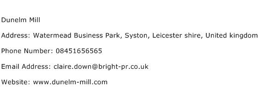 Dunelm Mill Address Contact Number