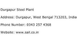 Durgapur Steel Plant Address Contact Number