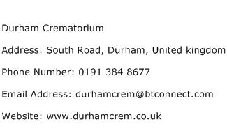 Durham Crematorium Address Contact Number