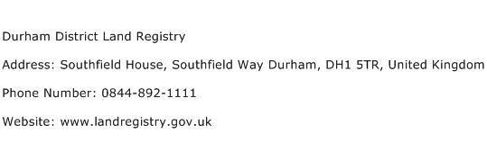 Durham District Land Registry Address Contact Number