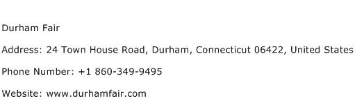 Durham Fair Address Contact Number