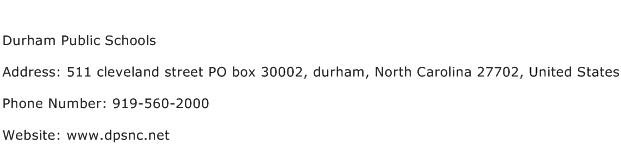 Durham Public Schools Address Contact Number