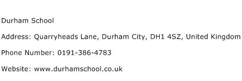 Durham School Address Contact Number