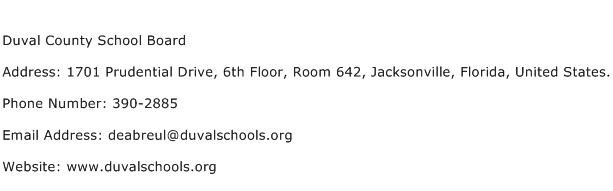 Duval County School Board Address Contact Number