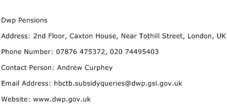 Dwp Pensions Address Contact Number