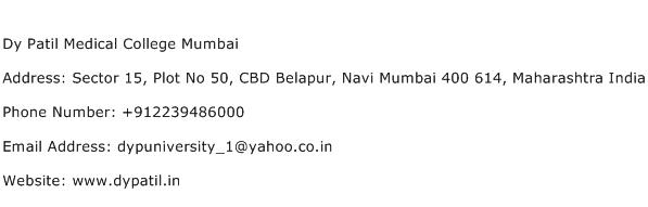 Dy Patil Medical College Mumbai Address Contact Number