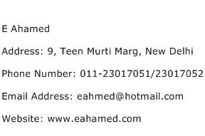 E Ahamed Address Contact Number