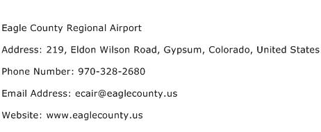 Eagle County Regional Airport Address Contact Number