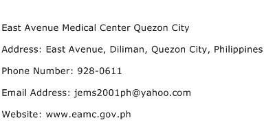East Avenue Medical Center Quezon City Address Contact Number