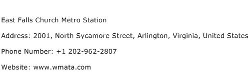 East Falls Church Metro Station Address Contact Number
