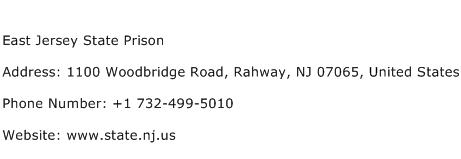 East Jersey State Prison Address Contact Number