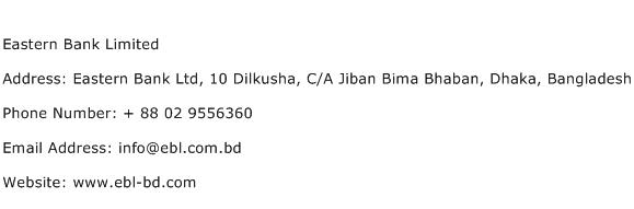 Eastern Bank Limited Address Contact Number