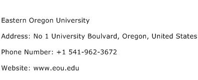 Eastern Oregon University Address Contact Number
