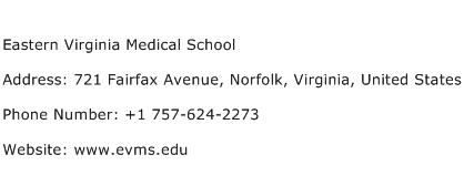 Eastern Virginia Medical School Address Contact Number