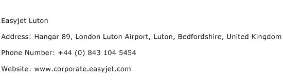 Easyjet Luton Address Contact Number