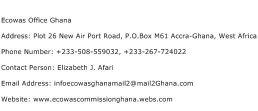 Ecowas Office Ghana Address Contact Number