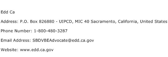 Edd Ca Address Contact Number