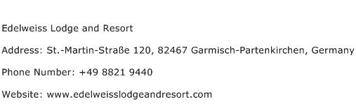 Edelweiss Lodge and Resort Address Contact Number