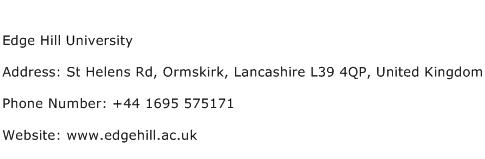 Edge Hill University Address Contact Number