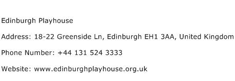 Edinburgh Playhouse Address Contact Number
