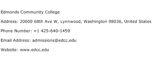 Edmonds Community College Address Contact Number