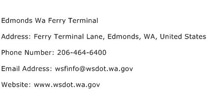 Edmonds Wa Ferry Terminal Address Contact Number