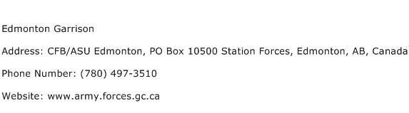 Edmonton Garrison Address Contact Number