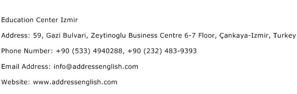 Education Center Izmir Address Contact Number