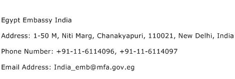 Egypt Embassy India Address Contact Number