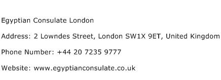 Egyptian Consulate London Address Contact Number