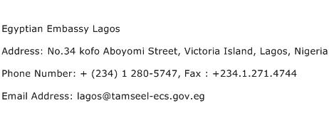 Egyptian Embassy Lagos Address Contact Number