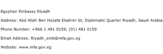 Egyptian Embassy Riyadh Address Contact Number